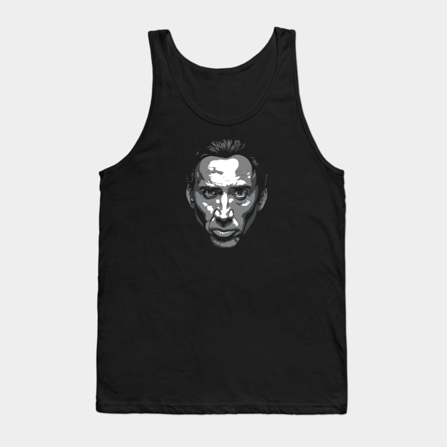 Nicolas Cage greyscale Tank Top by @johnnehill